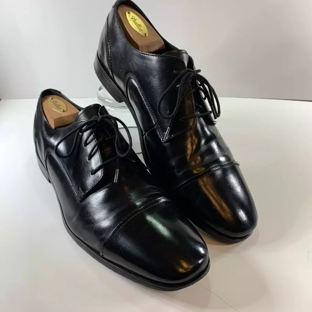 Florsheim Mens Jet Cap Toe Oxford Dress Shoes Black Leather Lace Up 10.5D