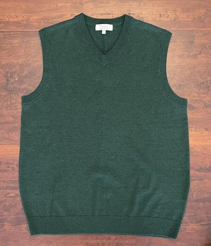 Merino Wool V-Neck Sweater Vest Large 