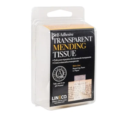 LINECO Transparent Mending Tissue Tape 12mm x 3.65m Paper Book Document Repairs - Image 1 of 4