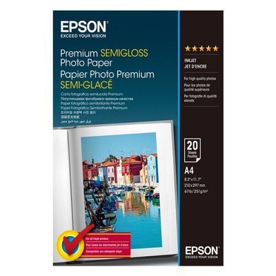 Carta fotografica A4 Epson C13S041332 Premium Semigloss Photo Paper 20 ...