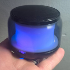 Bluetooth Portable Cylinder Mini Speaker Black/Blue w/ Blue LED Light