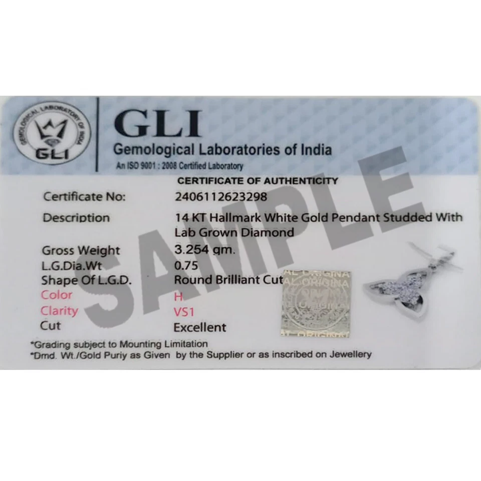 18k Rotgold Anhänger GLI HRD Diamant Rundschliff 0,50 Ct Lab Grown Damen... - Bild 4 von 4