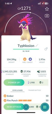 Hisuian Typhlosion for Great League PvP below 1500CP - Pokemon Go Rare Hisui  