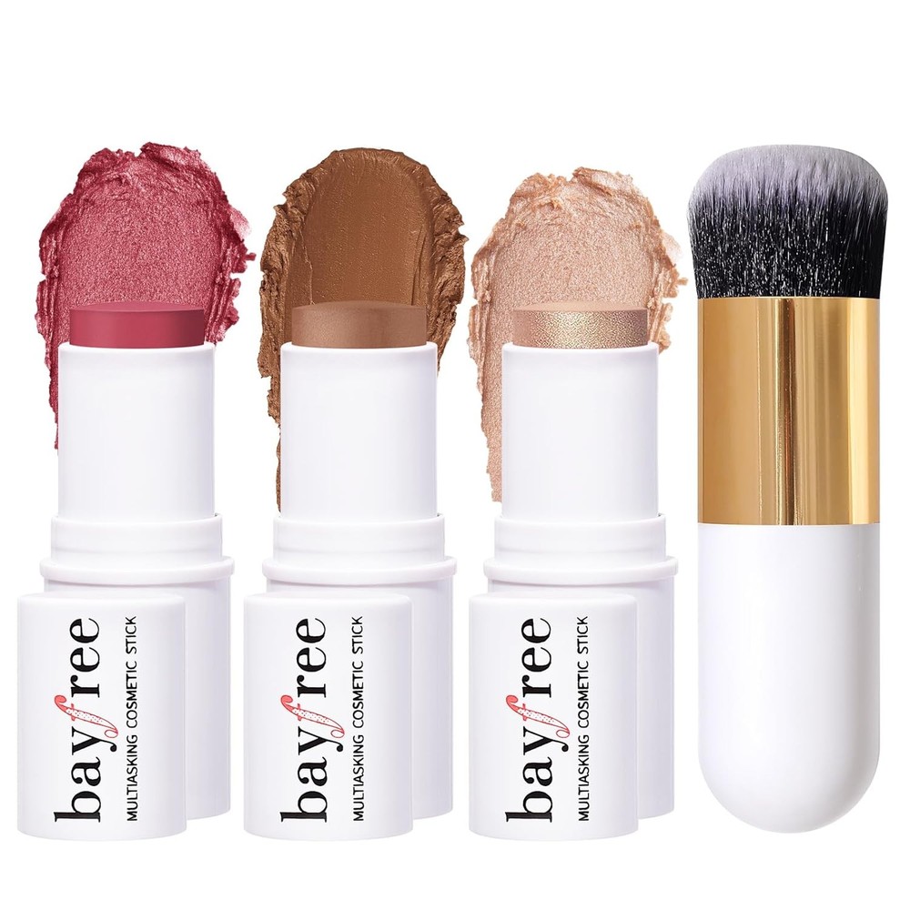 KIMUSE Face Sticks Trio, Cream Blush Stick & Highlighter Stick & Contour Stick f