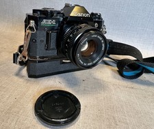 Canon AE-1 Program BLACK 35mm SLR Camera  FD 50mm f/1.8  Power Winder A WORKS 
