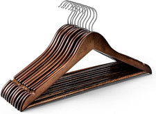 Wooden Hangers 10 Pack, Heavy Duty Wood Coat Hangers for Closet, Smooth Finish W