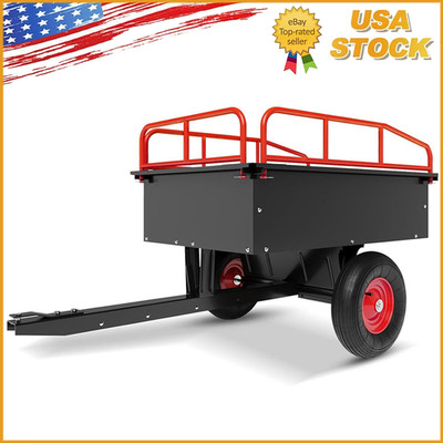 750LBS 15 Cu Ft Dump Cart, Heavy Duty Utility Trailer for ATV Lawn Mower Garden