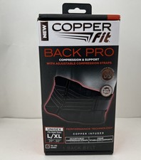 Copper Fit Back Pro Compression Support Adjustable Back Belt L /XL 39  50" waist