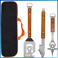 Grillbesteck Set 3-Teilig Edelstahl Grillzange Wender Fleischgabel FüR Bbq