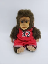 Vintage Hosung Chimpanzee Monkey Plush Hand Puppet Flocked Face 1994 Basketball 