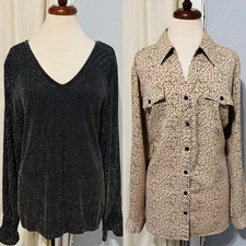 Notations Women Long Sleeve Holiday Metallic Relaxed 3X Bundle of 2 Many Brands