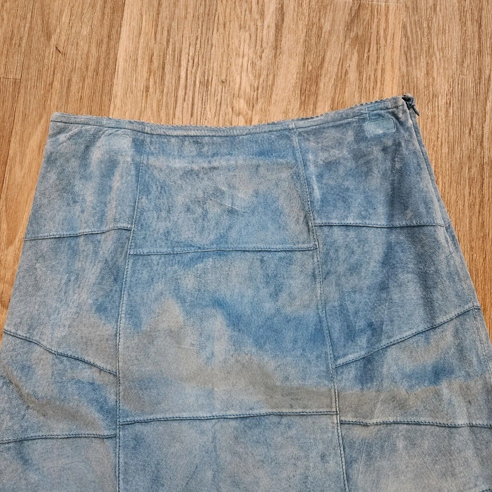 Falda De Colección Y2K Limited Too Gamuza Niñas 16/Mujeres 29 Azul Patchwork Western Boho Foto 2 de 4