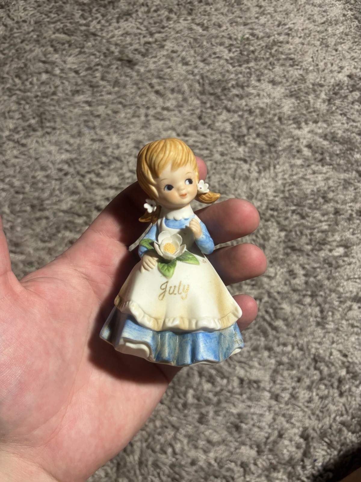 Vintage Kelvin July Girl Figurine Birthday Month Ceramic Taiwan C-775