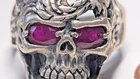 VINTAGE STERLING SILVER SKULL BIKER RING ABOUT SIZE 9 HALLMARKED 925
