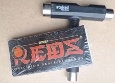 Bones REDS Precision Skate Bearings with Stoked Tool  Set Of 8 NEW SEALED