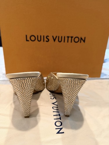 Louis Vuitton Satin Crystal Sparkle Mules - Picture 5 of 6