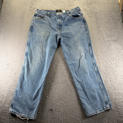 Redhead Jeans Men's 38x30 Blue Cotton Denim Straight Relaxed Fit Faded Workwear