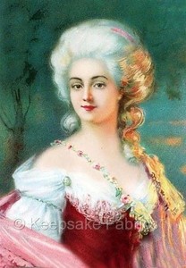 Elegant Marie Antoinette Reproduction Vintage Cotton Quilt Block (7A
