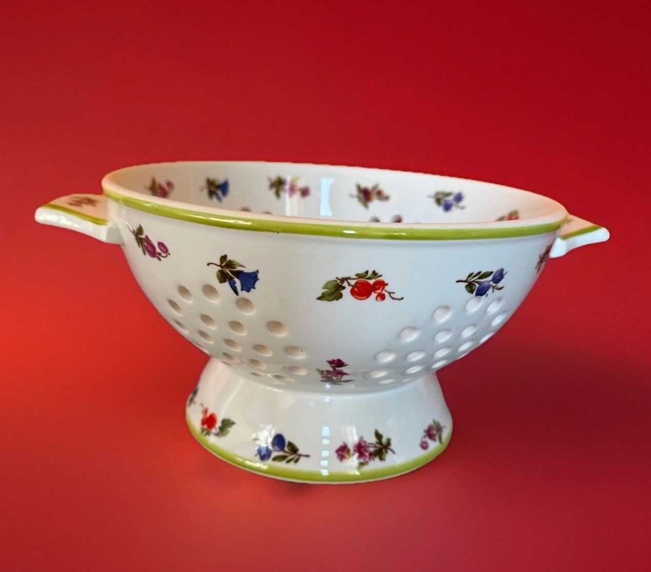 Porcelain Strainer Sieve Colander Floral Pattern
