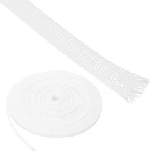 Rebower 25ft PET Expandable Wire Loom 1/4 Inch, PET Braided Wire Sleeving Cab...