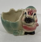 Shawnee vintage 1940s Ceramic pottery Baby Chick Duck Cracked Egg Pink Planter