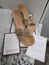 Vintage Coach Neena Suede Slide, Buckle, Women's 8, Camel, W/Box Excellent Shape