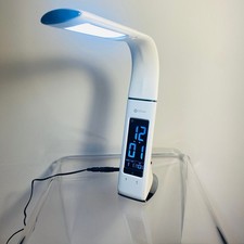OttLite Thrive LED Sanitizing Desk Lamp with Clock and USB Charging