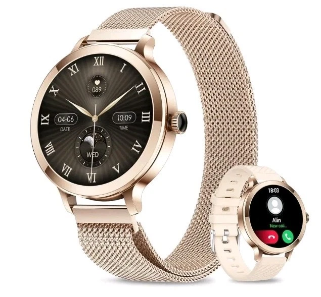 AMOLED Smart Watch Women for Android & iPhone, Fitness Watch with Bluetooth Call