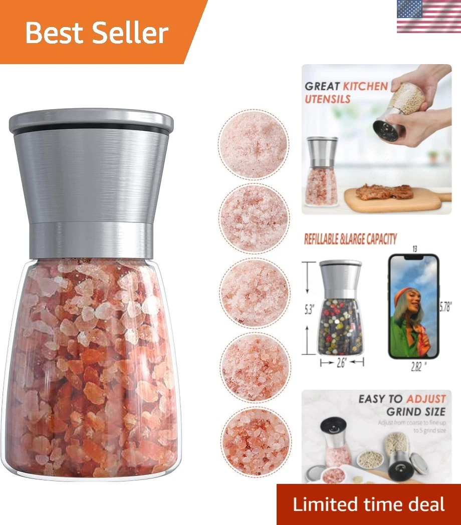 Stainless Steel Salt or Pepper Grinder - Top Spice Mill with Ceramic Blades, ...