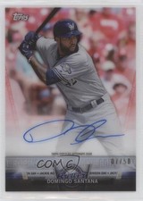 2018 Topps Clearly Authentic Salute Red 7/50 Domingo Santana #CASA-DS Auto 0r4
