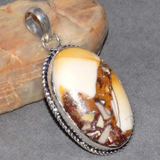 Ciondolo placcato argento 925 mookaite brecciata 2" regali offerta stock limitata GW