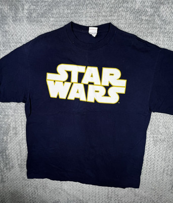 Star Wars Spellout Graphic Logo Vintage Y2k Shirt Officially Licensed Size XL