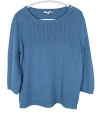 SEASALT CORNWALL 3/4 Sleeve Woodsmoke Jumper Sweater 12 US/16 UK Organic Cotton