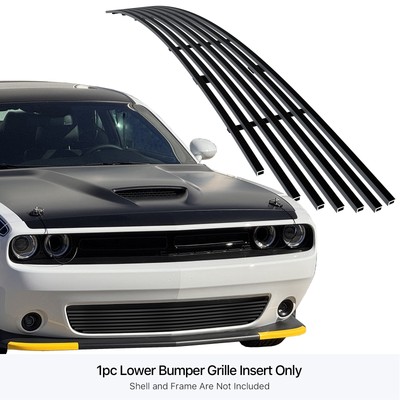 Fits 2015-2023 Dodge Challenger Lower Bumper Stainless Black Billet Grille