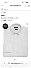 BOSS Hugo Boss Slim Fit White Dress Shirt Men's Size XL /17 Long Sleeve Collared