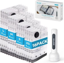 16 Pack Travel Vacuum Bags with Upgraded Rechargeable Pump, 4 Sizes Space