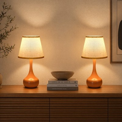 17 inch Touch Bedside LED Lamp Set of 2 Pink Dimmable 3-Way Bedroom Living Room