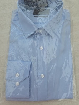 Marks & Spencer Herrenhemd reine Baumwolle blau Kragen 15'' neu mit Etikett