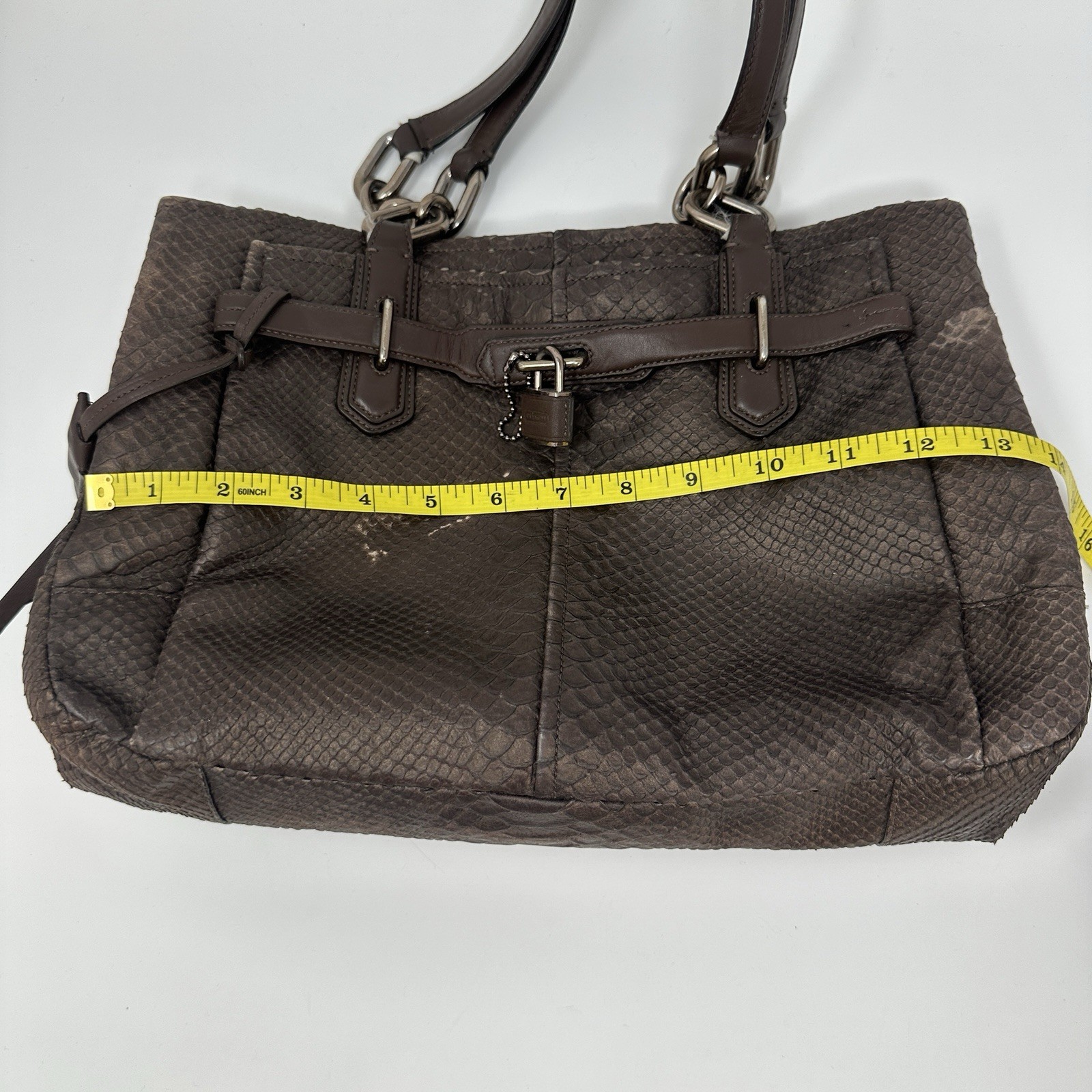 Coach 18741 Brown Bronze Python Embossed Leather … - image 14