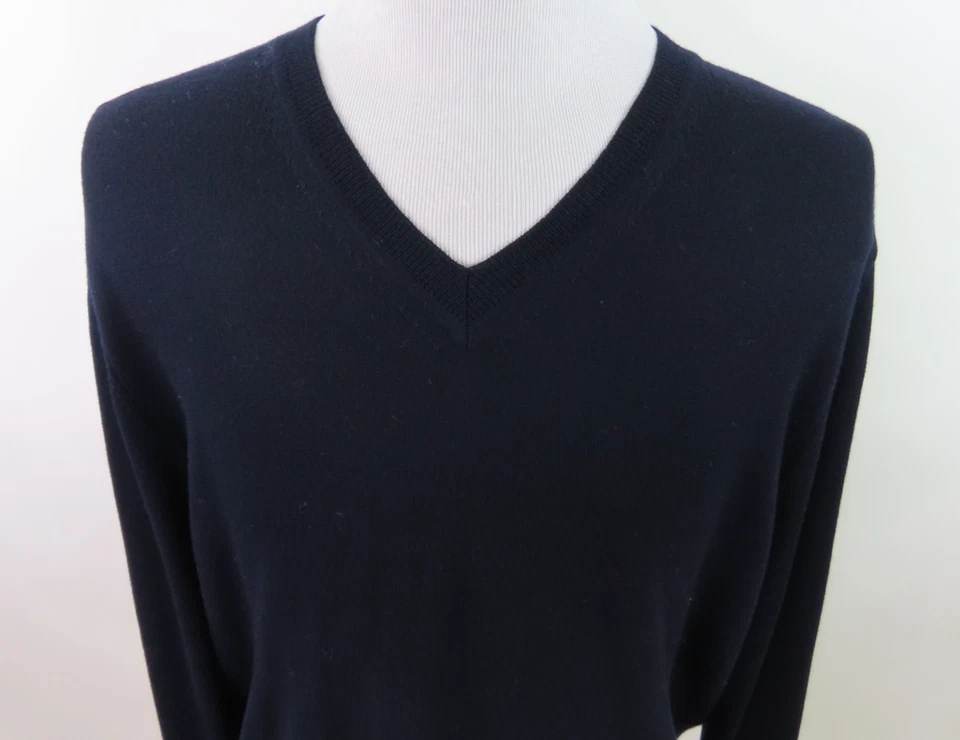 Bloomingdales чисто Zegna итальянский шерсти мериноса свитер мужской темно-синий XL новый с Ярлыками новый - Изображение 3 из 4