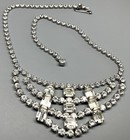 Vintage Weiss Silver  Glass Clear Rhinestone  Elegant Choker Bib Necklace — photo 2