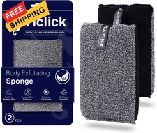 Yiclick Exfoliating Body Scrubber Exfoliator 2 Pack - Black 