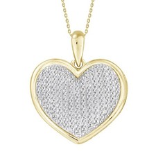 Ladies Pendant with Chain 0.50ct Round Natural Diamond 10k Yellow Gold