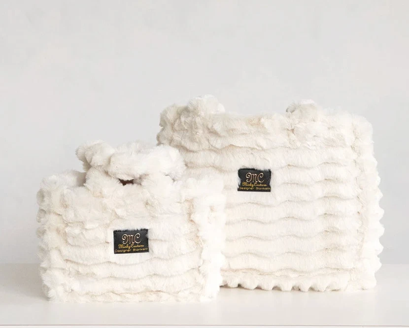 Minky Couture Annie Ripple Plush Faux Fur Handbag - Cream NEW! MSRP $110 - Image 2 of 4