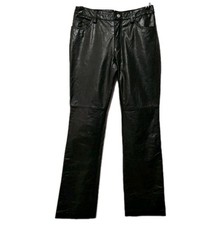 VTG Y2K Gap Bootcut Pants Womens 4 Black Genuine Leather Lined Biker Rocker 2000