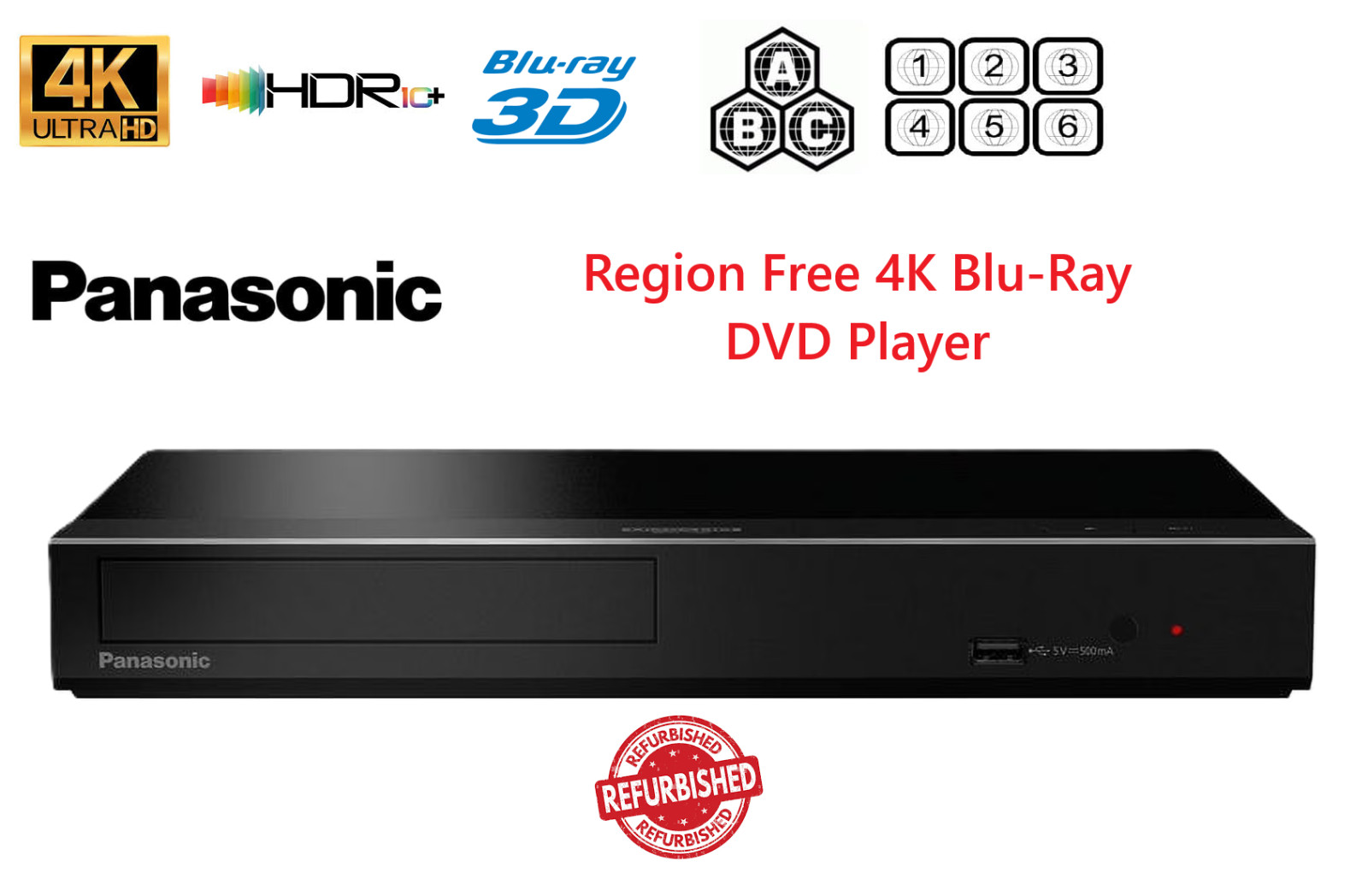 Panasonic DP-UB150 Region Free 4K UHD Blu-ray DVD Player Multi Region (Renewed)