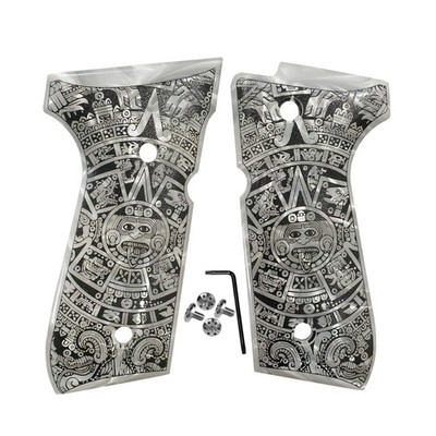 Beretta Grips 92/96 Full Size 92FS/92F Engraved Pearl Aztec Motif W/Screws