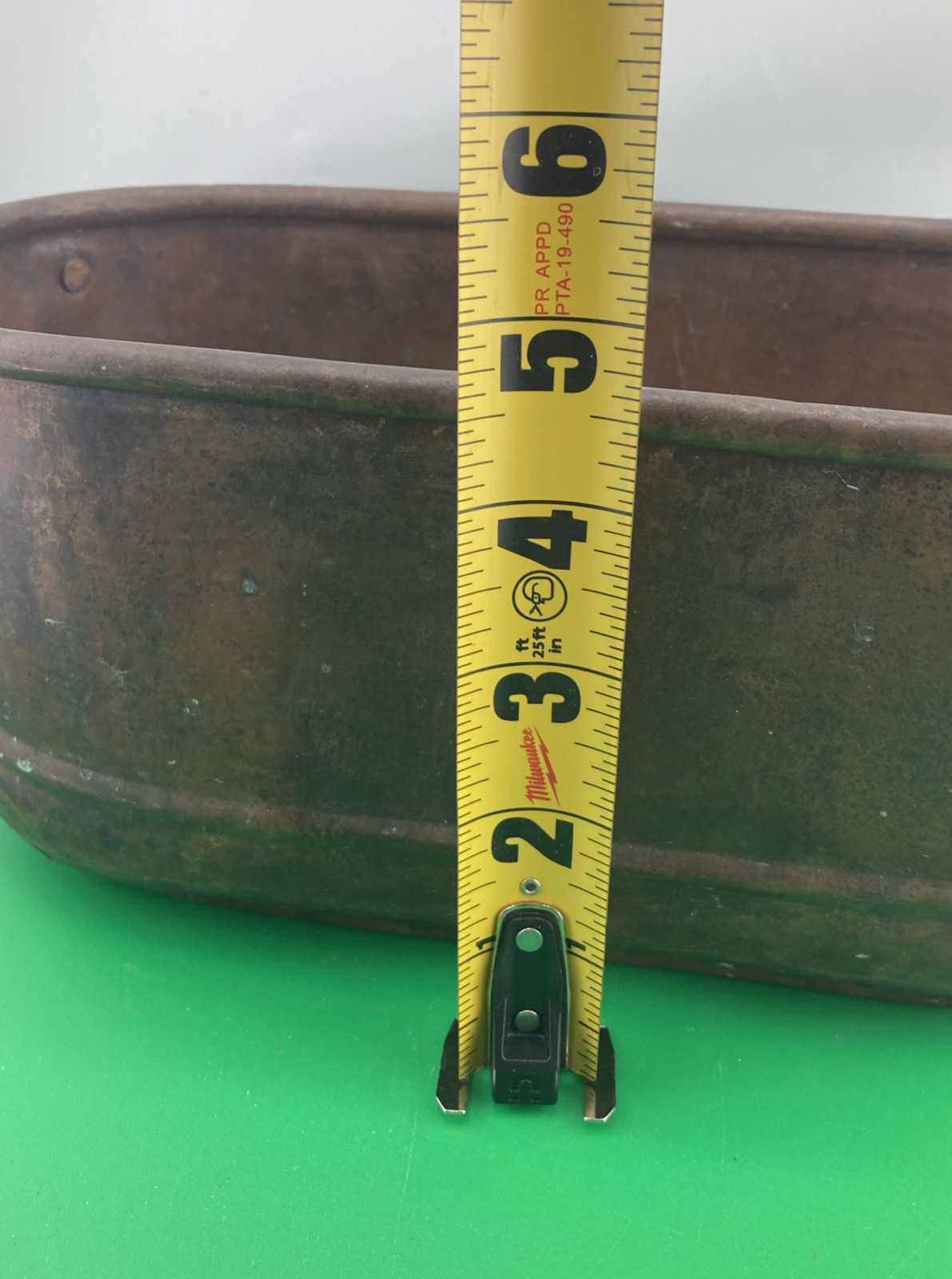 Vintage Turkey Copper 10”Oval Planter Jardiniere Riveted Handle Dovetail Joinery