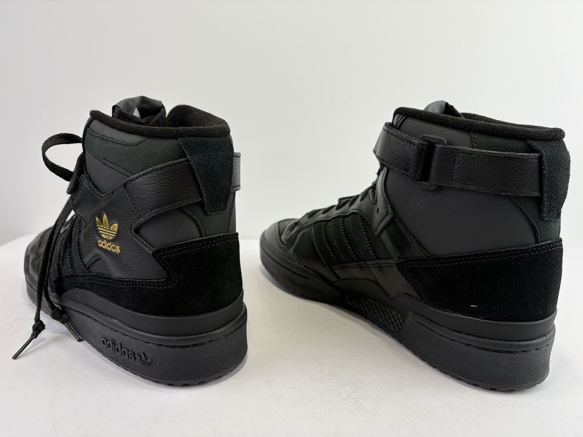 adidas Forum 84 High Black Gold Leather Sneakers ID7315 Men's Size
