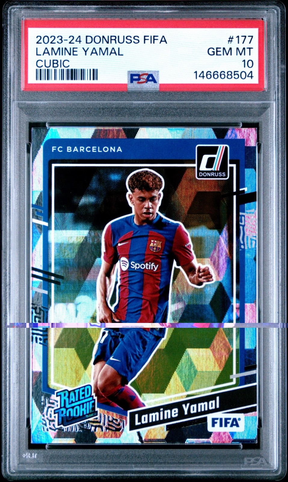2023-24 Panini Donruss Rated Rookie Lamine Yamal #177 Cubic RC *PSA 10* Low Pop
